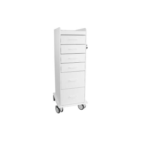 Trippnt Tall Locking 6 Drawer Medical Cart, White, 16inW x 19inD x 47inH 51033